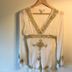 VINTAGE SANTORINI GOLD EMBELLISHED BLOUSE/COVERUP